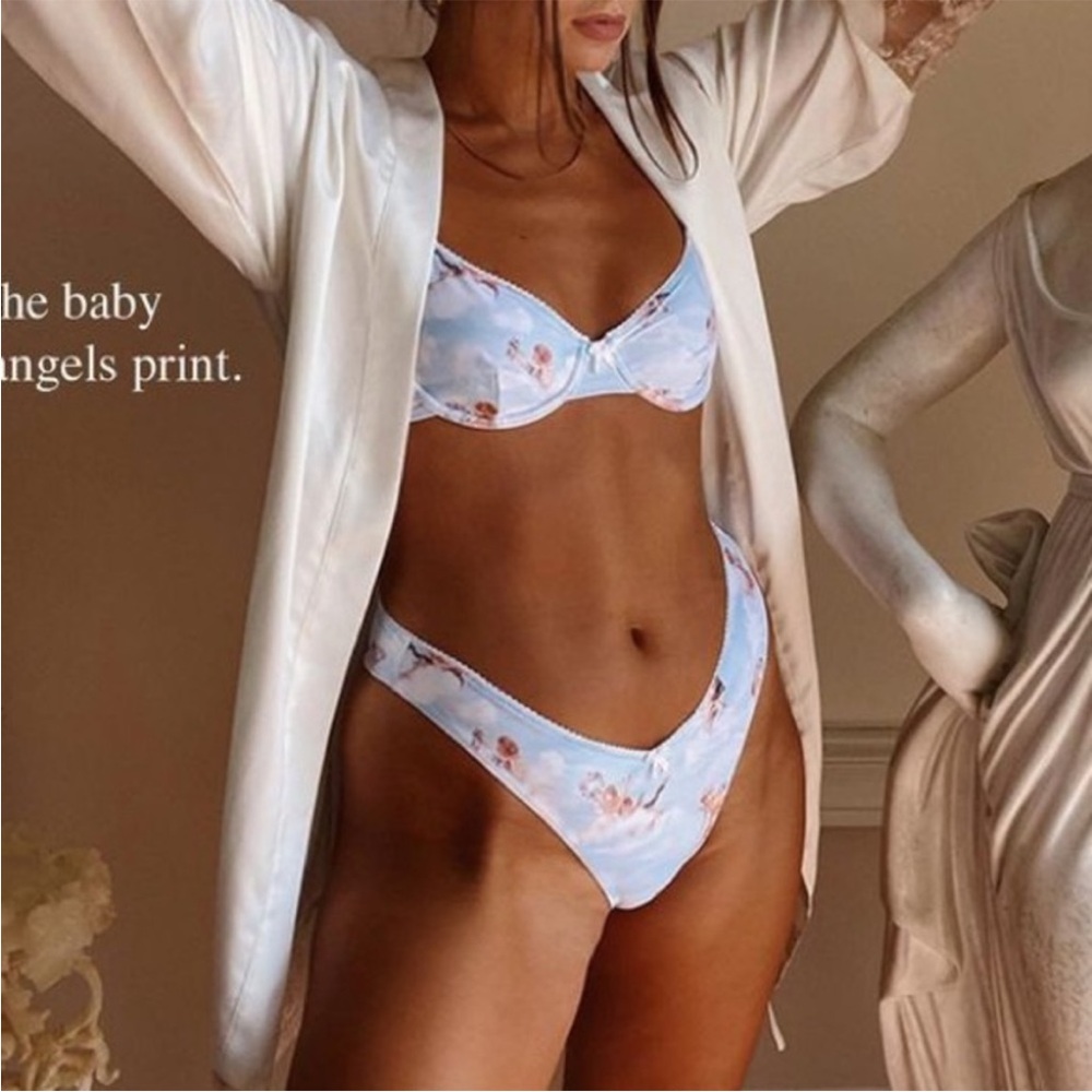 WEWOREWHAT Vintage Bra Top Blue Baby Angels Boudoir Collection Size Small